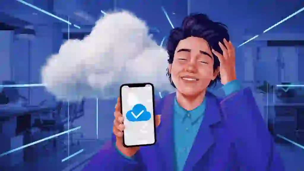 A person smiling and feeling relieved symbolizing the benefits of finding the perfect cloud storage solution