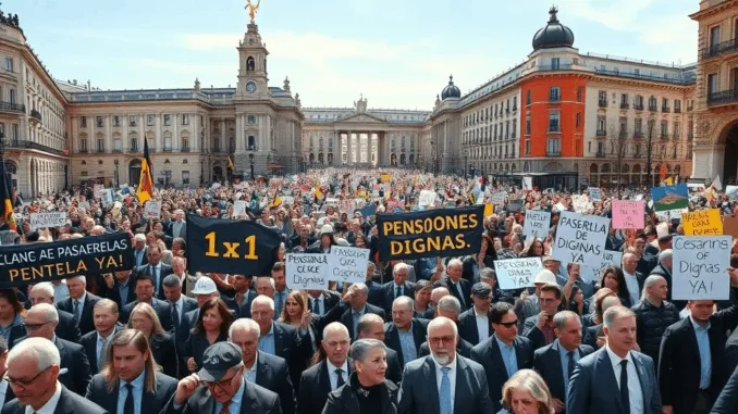 ¡Pensiones dignas ya! Miles de mutualistas toman Madrid para exigir justicia social